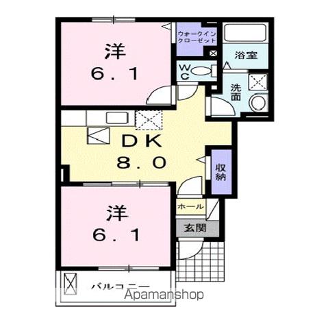 パル・クオーレ(2DK/1階)の間取り写真