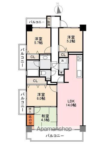 サーパス桜町(4LDK/3階)の間取り写真
