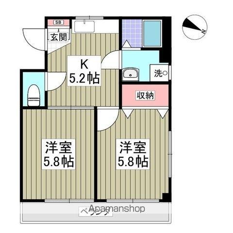 東京地下鉄有楽町線 要町駅 徒歩9分 3階建 築32年(2K/1階)の間取り写真