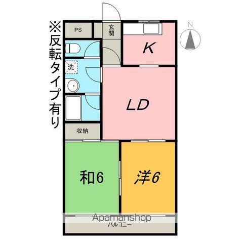 ハイツブルーアイ(2LDK/3階)の間取り写真