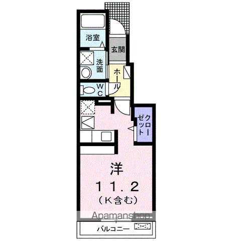 グレイス MーⅠ(ワンルーム/1階)の間取り写真