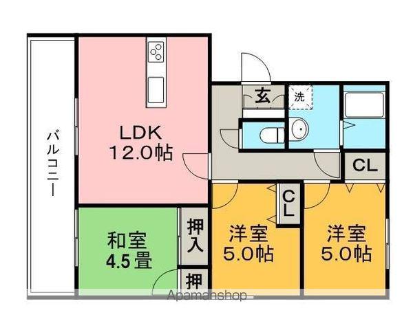 キャッスルコート(3LDK/1階)の間取り写真