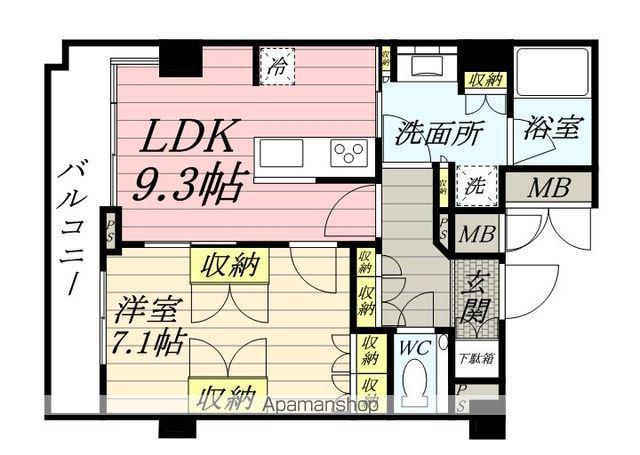 エルスタンザ平河町(1LDK/13階)の間取り写真