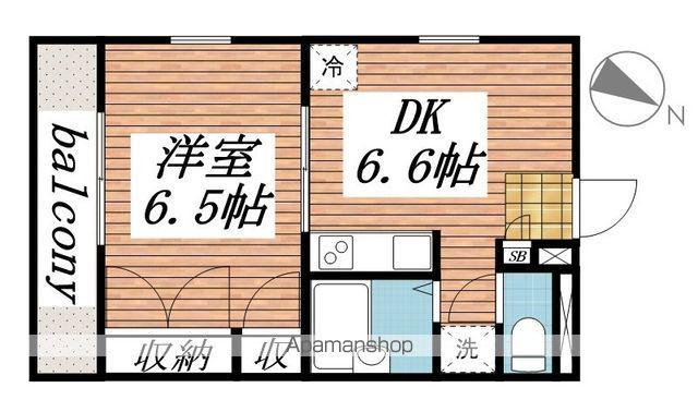 サンヴィレッジシラハタⅢ(1DK/2階)の間取り写真