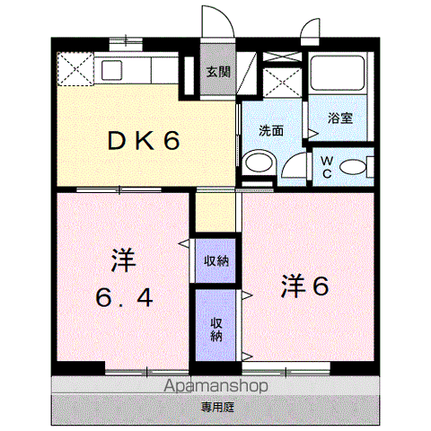 まぐのりあⅠ(2K/1階)の間取り写真