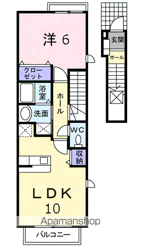 カルムガーデンⅠ(1LDK/2階)の間取り写真