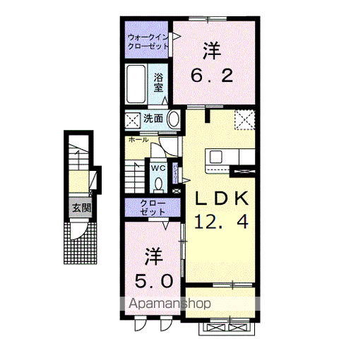 マーレ プラシードB(2LDK/2階)の間取り写真