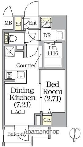 ボアビスタ上野御徒町(1DK/12階)の間取り写真