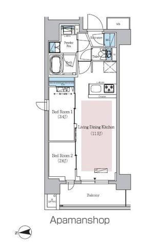 アーバネックス新御徒町駅前(2LDK/2階)の間取り写真