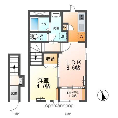 AMBITION Ⅰ(1LDK/2階)の間取り写真