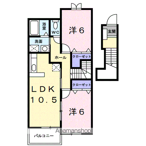 ラ・マーレ(2LDK/2階)の間取り写真