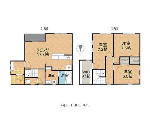 福井県福井市 2階建 築13年(3LDK)の間取り写真