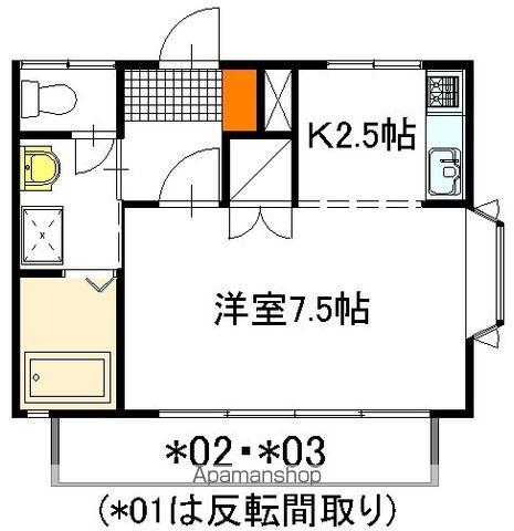 サザンコート B棟(1K/1階)の間取り写真