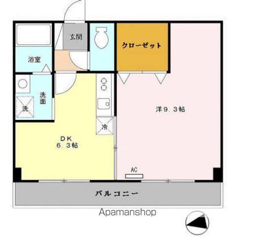 双輪建物第八コーポ(1DK/4階)の間取り写真