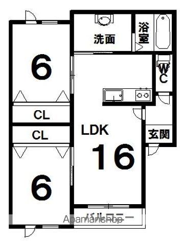 BAOBABとてっぽ通(2LDK/2階)の間取り写真