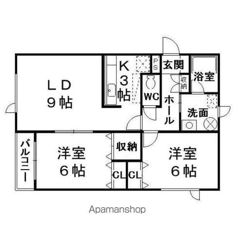 リバティ中央(2LDK/2階)の間取り写真