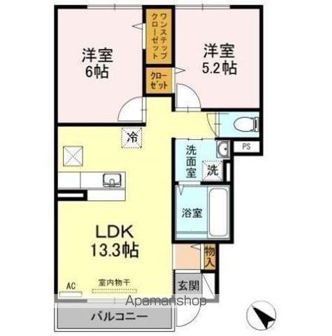 エスポワールA棟(2LDK/1階)の間取り写真