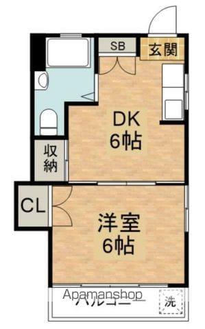 和か水マンション(1DK/3階)の間取り写真