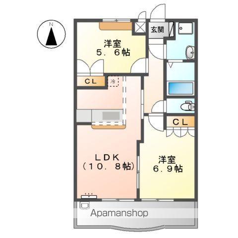 エスパートヴィル(2LDK/2階)の間取り写真