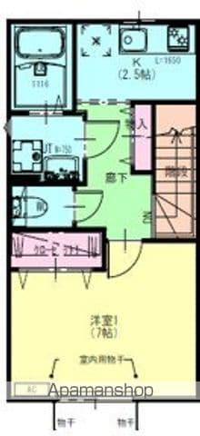 ディアコート盛岡B(1K/2階)の間取り写真