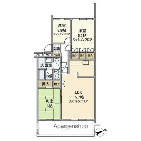 聖蹟桜ケ丘ガーデンホーム(3LDK/3階)の間取り写真