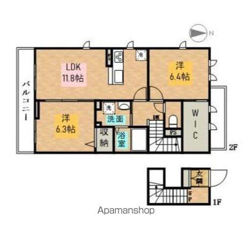 パルファム 1(2LDK/2階)の間取り写真