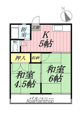 サニーヒルズ岡本(2K/2階)の間取り写真