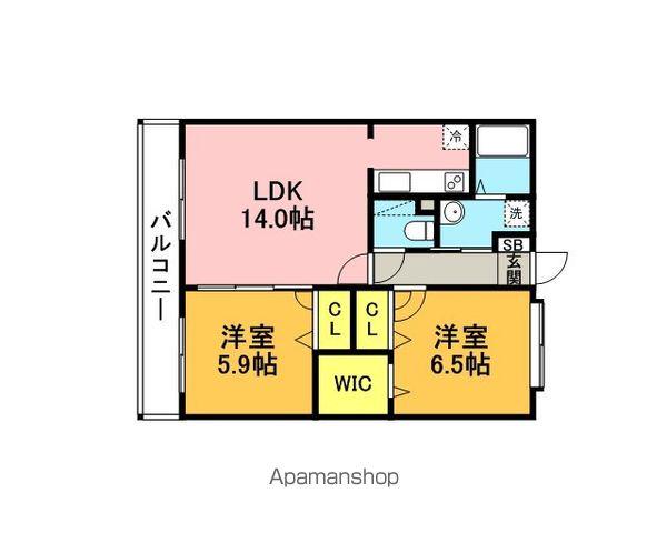 ニューベリーヒルズ空港南(2LDK/5階)の間取り写真