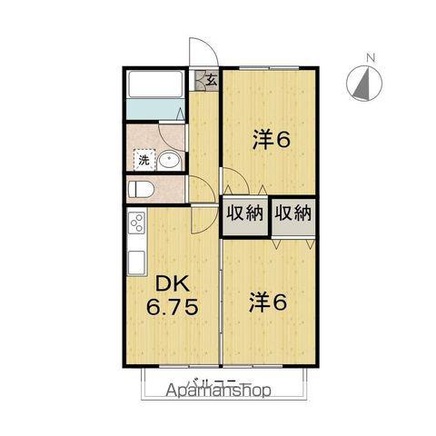 Kハウス(2DK/2階)の間取り写真