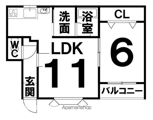 アビーロード(1LDK/2階)の間取り写真
