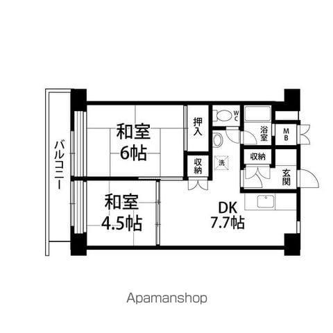 仙台宮城野団地3号棟(2DK/10階)の間取り写真