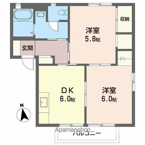 サンベルナール(2DK/1階)の間取り写真