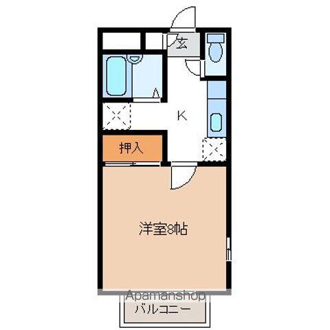 KANON C棟(1K/2階)の間取り写真