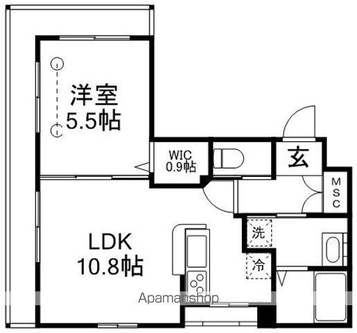 トルチェ ノアール(1LDK/4階)の間取り写真