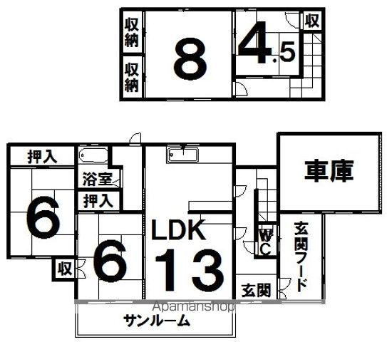 根室本線 西帯広駅 徒歩3分 2階建 築44年(4LDK)の間取り写真