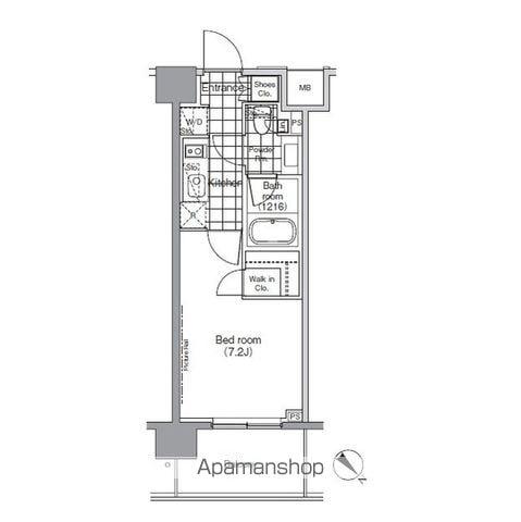 パークハビオ赤坂(1K/9階)の間取り写真