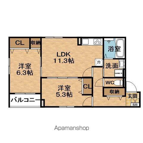 LACASAFAMIGLIA(2LDK/3階)の間取り写真