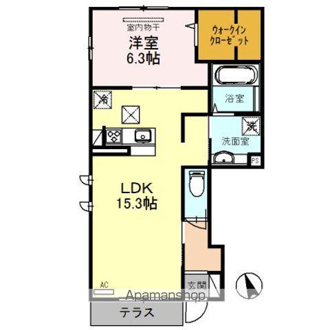 ディアコートK(1LDK/1階)の間取り写真