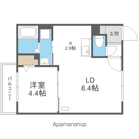 ライトベル北20条(1LDK/4階)の間取り写真
