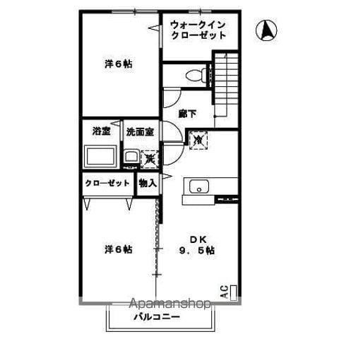 プレジオ南恒久(2DK/2階)の間取り写真