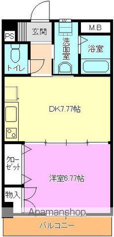 シャトー岐山館(1DK/6階)の間取り写真
