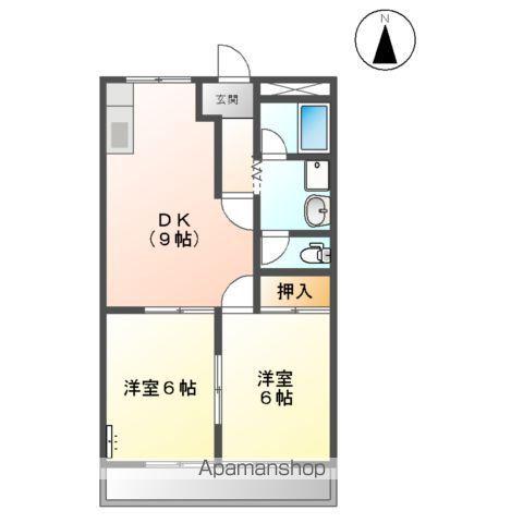 ツインハイムエクセル(2DK/2階)の間取り写真