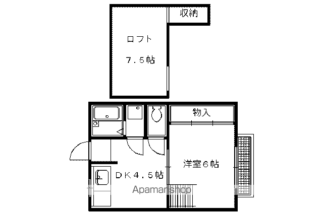 EIKOハイツ(1DK/2階)の間取り写真