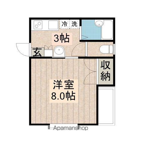 コモンズK(1K/1階)の間取り写真