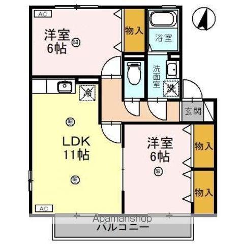 シンフォニータウンⅠ A棟(2LDK/2階)の間取り写真