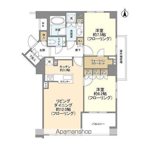 グローリオ蘆花公園 ヴィラA棟(2LDK/2階)の間取り写真