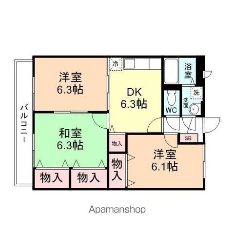 シスコインとなみ(3DK/3階)の間取り写真