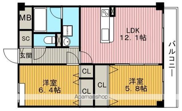 MARRON FOREST TOYONAKA(2LDK/1階)の間取り写真