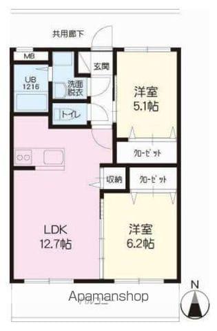 サンハイツ カミーリャ(2LDK/2階)の間取り写真