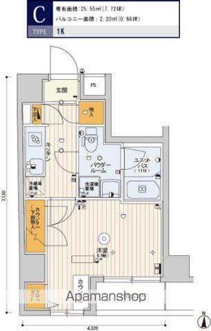スカイコート文京江戸川橋(1K/6階)の間取り写真